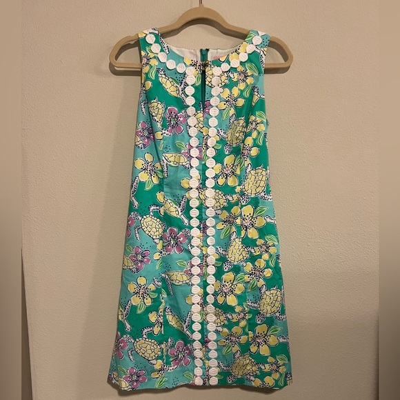 LILLY PULITZER Ginny Shift Dress Moving Slowly Sea Turtles Blue GreenRARE SZ 4 - Picture 1 of 7